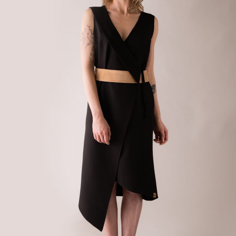 Fartuch z kołnierzem medyczny / kosmetyczny / czarny