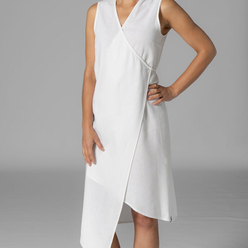 Fartuch lniany medyczny / kosmetyczny  / biały ecru