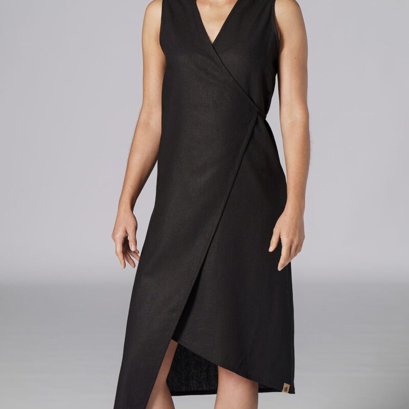 Fartuch lniany medyczny / kosmetyczny / czarny